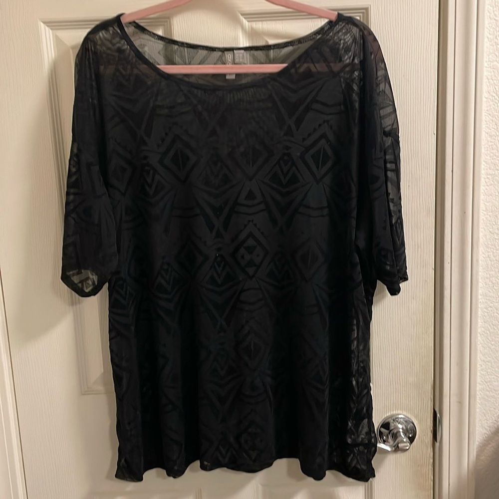 ASOS See Through Faux Velvet Top in Size 20